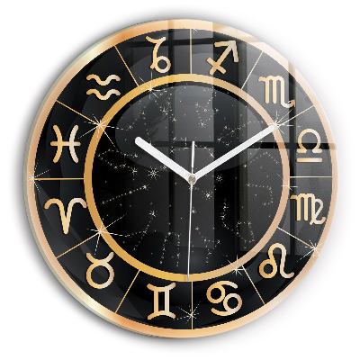 Round wall clock Black Zodiac Signs
