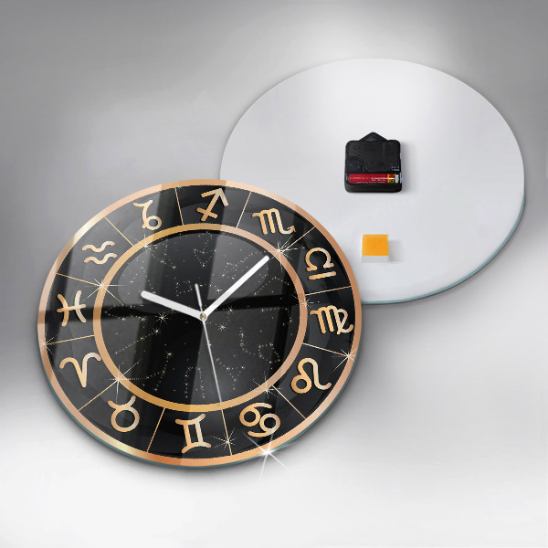 Round wall clock Black Zodiac Signs
