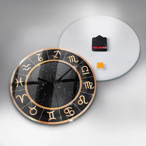 Round wall clock Black Zodiac Signs