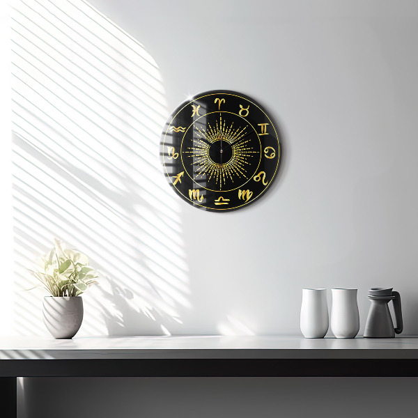 Round wall clock Zodiac Signs