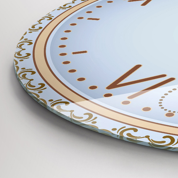 Round wall clock Blue Flowers