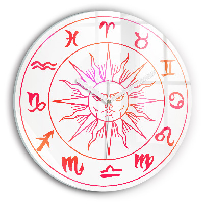 Round wall clock Colorful Zodiac Signs