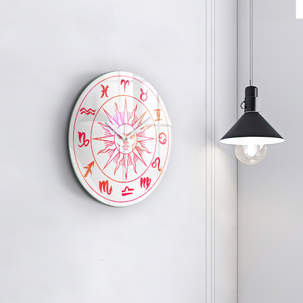 Round wall clock Colorful Zodiac Signs