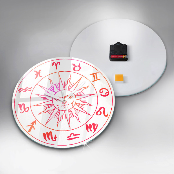Round wall clock Colorful Zodiac Signs
