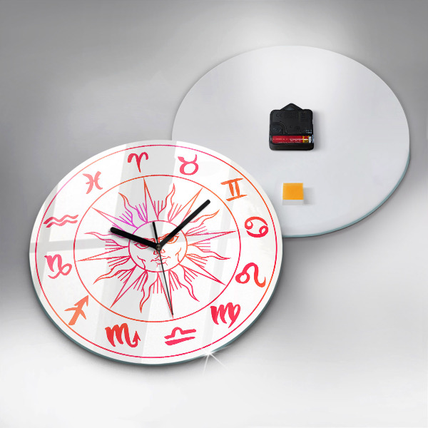 Round wall clock Colorful Zodiac Signs