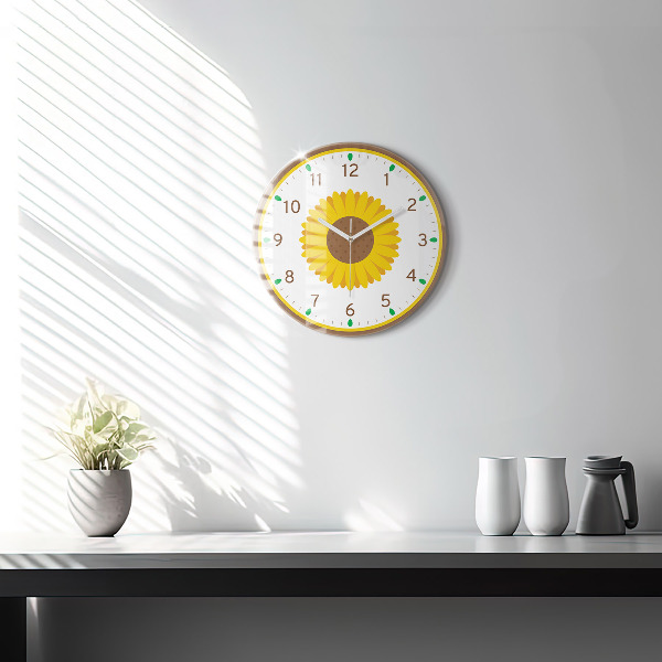 Round wall clock Sunflower Flower