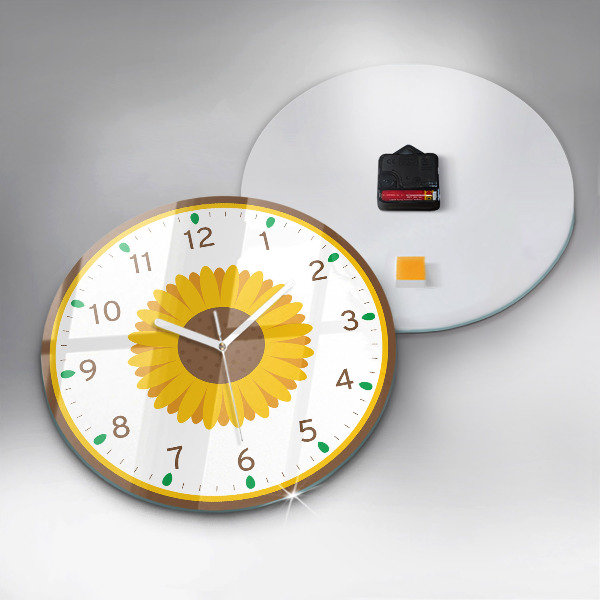 Round wall clock Sunflower Flower