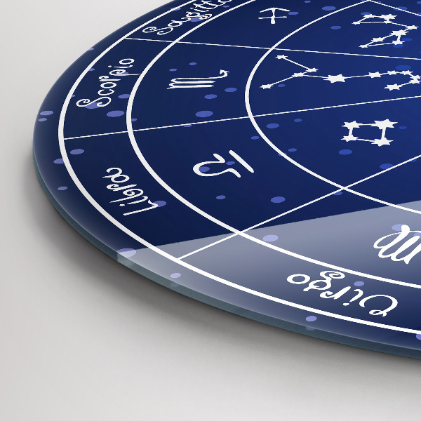 Round wall clock Zodiac Constellations on a Sky Blue Background