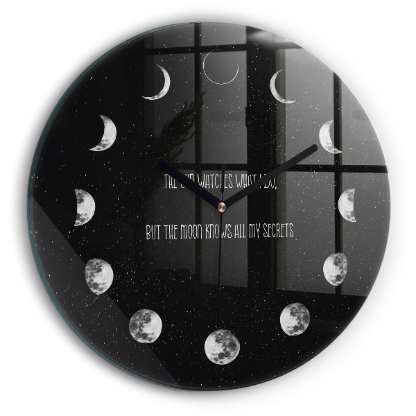 Round wall clock Moon phases and inscription