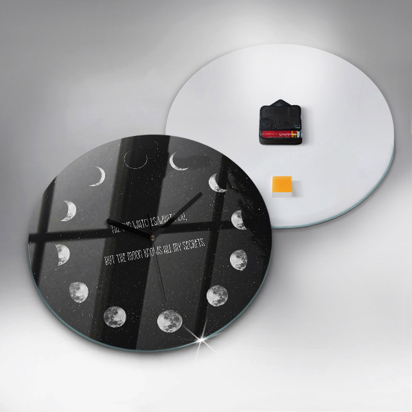 Round wall clock Moon phases and inscription