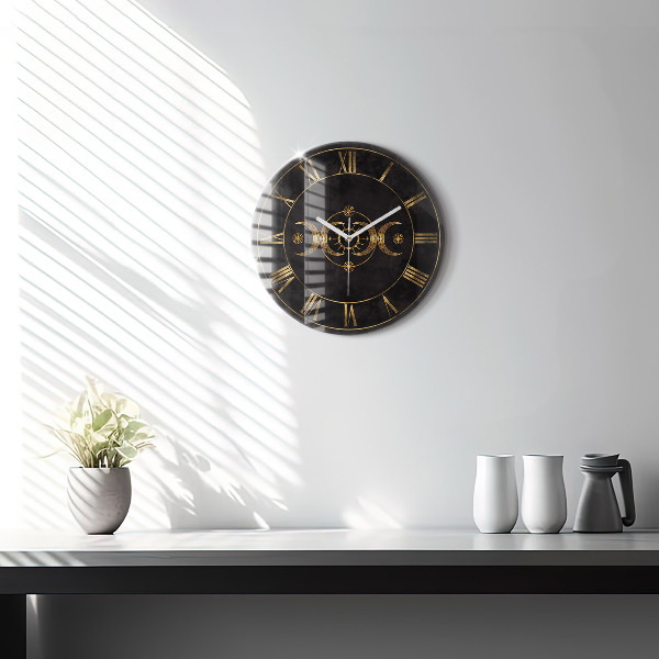 Round wall clock Golden Roman numerals