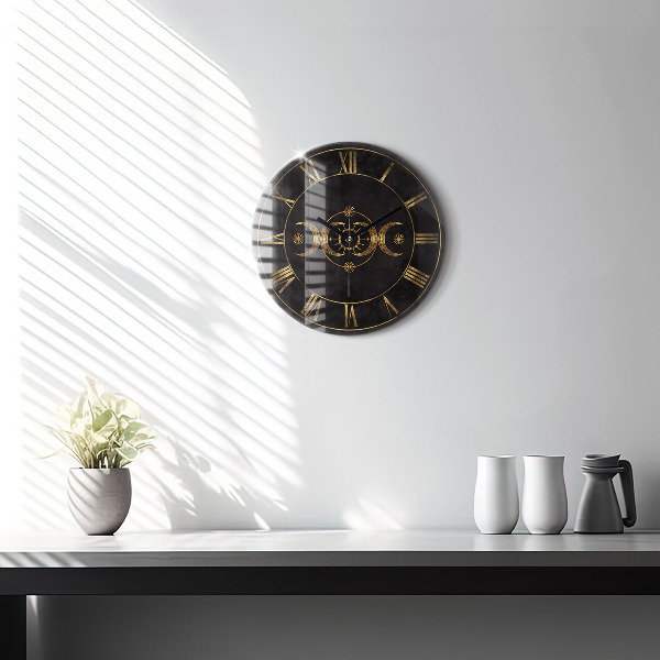 Round wall clock Golden Roman numerals