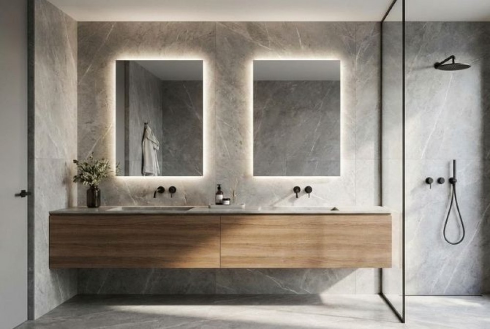 two mirrors for the bathroom